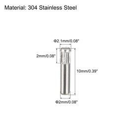 sourcing map Pack of 20 Knurled Head Flat Bevelled End Dowel Pin 2 x 10 mm 304 Stainless Steel Wood Bunk Bed Shelves Support Shelves Elements Fixing