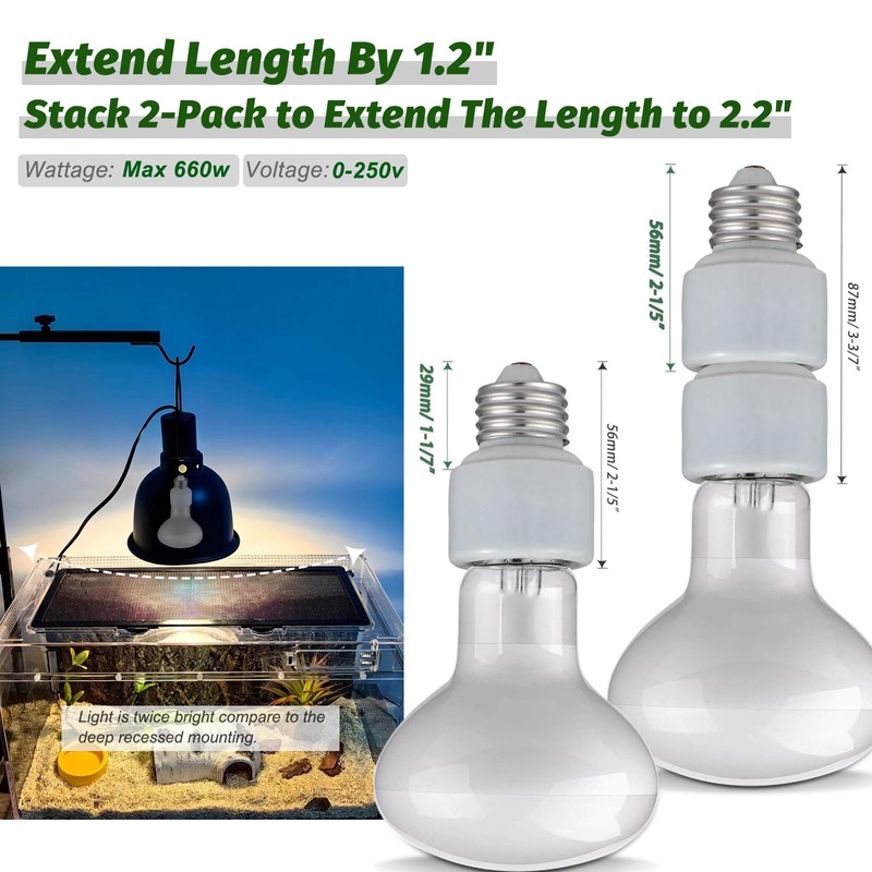 Light Socket Extender,Porcelain Socket Extension Adapter,E26 to E26 Standard Medium