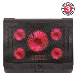 ENHANCE XL Gaming Laptop Cooler Pad w/ 5 Oversized LED Fans, Black/Red