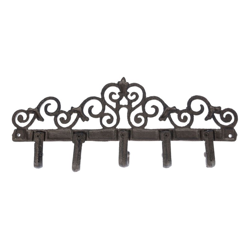 Homescapes Wall Mounted Coat Rack with Ornate Swirl Design and