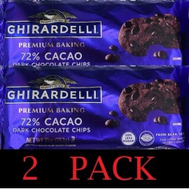 GHIRARDELLI 72% Cocoa Dark Chocolate Chips for Baking Premium Chips 10 oz 2 PACK