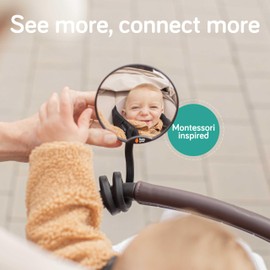 Baby Uma Stroller Mirror for Baby - 100% Shatterproof Clamp On Mirror, Universal with Tight-Grip Silicone Leg, Easy On 'n Off, Stroller Accessories (⌀ 3.8 in)