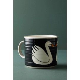 Anthropologie Keep Company Swan Mug Hand Painted Stoneware