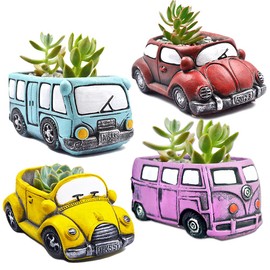 Ascrafter 4 Pack Succulent Plants Pot, Small Indoor Plants Pots with Drainage Hole, Decor Garden Pot for Succulents Planter Cactus