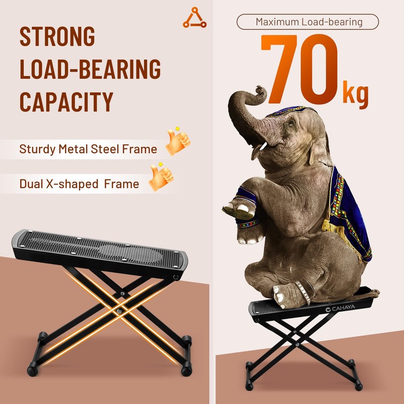 CAHAYA Guitar Footstool with Anti-Slip Rubber: Foldable for Guitar Playing