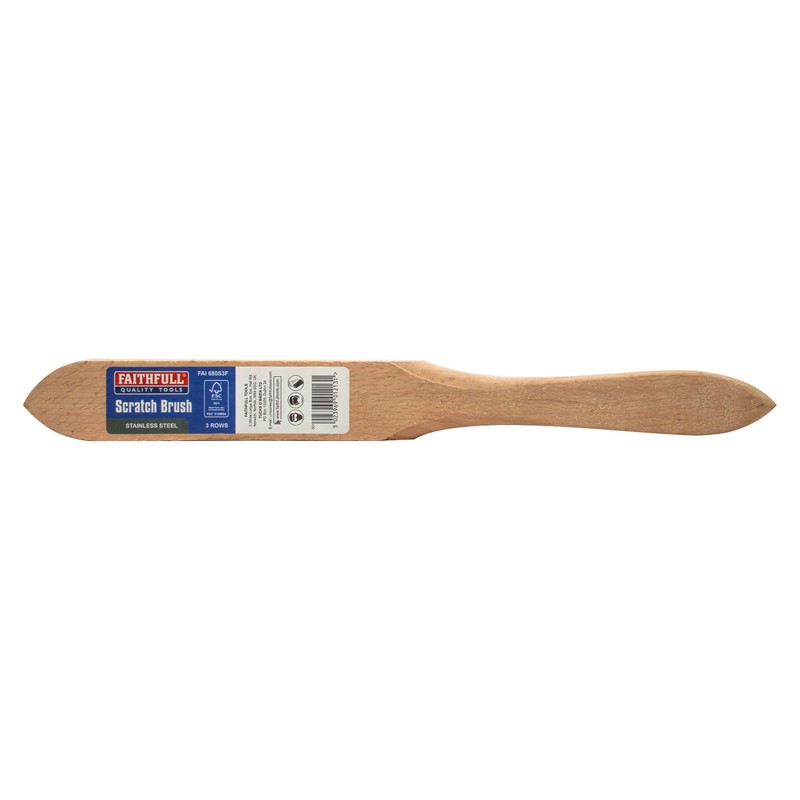 Faithfull Heavy-Duty Stainless Steel Scratch Brush - 3 Row, FSC