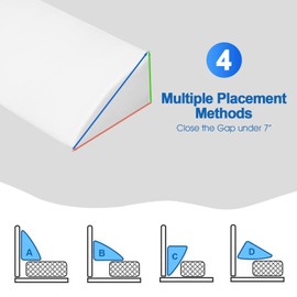 Giantex Bed Wedge Pillow Stopper - Queen Size Long Triangular Bolster Pillow with Convenient Side Pocket, Removable Cover, Close The Gap(0-7”), Bed Gap Filler for Headboard (Queen)