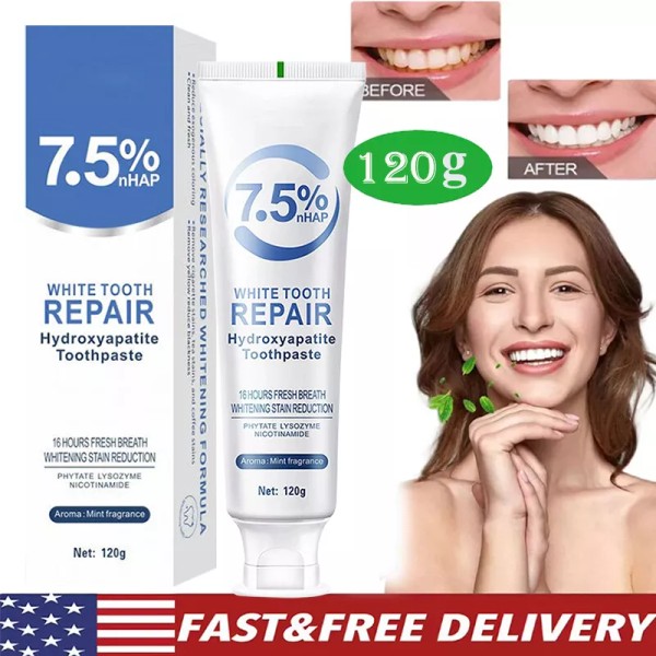 7.5% Hydroxyapatite Toothpaste Remove Yellow Tooth Stains For Sensitive Teeth