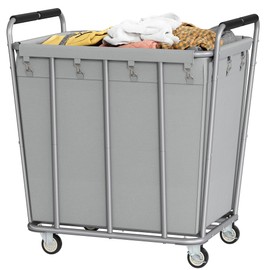 Hoctieon Large Laundry Cart with Wheels, 400L Heavy Duty Laundry Basket Organizer, Rolling Hamper Sorter for Clothes Storage, Industrial Dirty Clothes Hamper for Home & Hotel, Gray