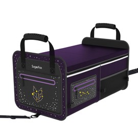 SugarFox 63L Car Trunk Organizer for SUVs & Small/Midsize Cars - Fluorescent Design, Waterproof, Collapsible with Adjustable Straps (Purple-M004)