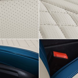 GXT Car Seat Covers Front Seats Only, Front Car Seat Covers 2 Pack, Premium Faux Leather Car Seat Cushion - Universal Fit for Most Sedans SUV Pick-up Truck with Headrests(White and Blue)