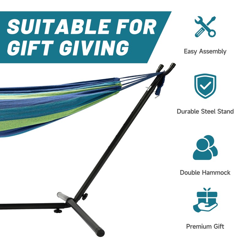 YKTEEDENS Hammock with Stand for Outside, 450lb Steel Frame, Blue