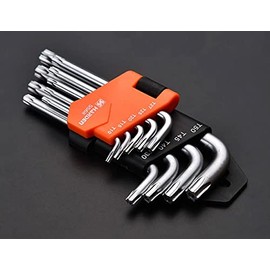 Edward Tools Harden Star Key Wrench Set - Hardened Chrome Steel Screwdriver Set with Organizer Clip - Straight or L - T10 T15 T20 T25 T27 T30 T40 T45 T50 (Short)