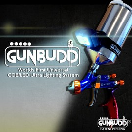 GunBudd Universal Spray Gun Ultra Lighting System COB/LED (Automotive Spray Paint Gun Color-Match Light) 5-9K for Pro Finishes (USB, Adjustable Light and Hands-Free Mode). 500 Lumens.