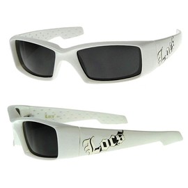 Locs Mens Womens White Gangster Biker Sunglasses Dark Shades Micro Fiber Bag