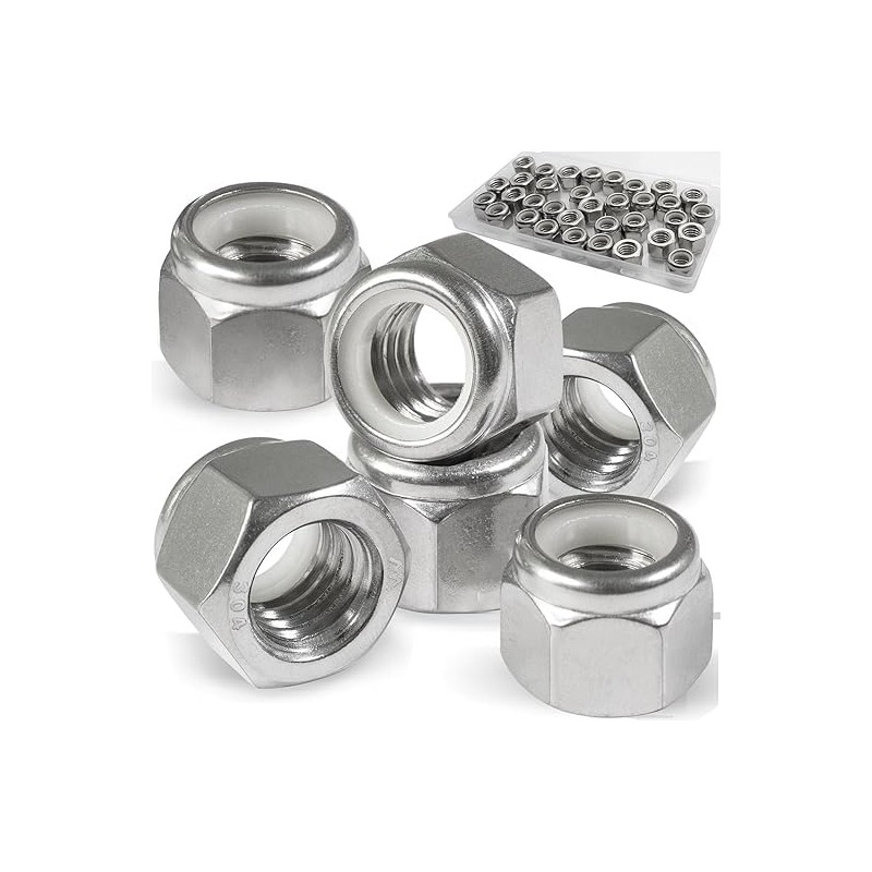 Hmevsafinect 15 Pack 3/8"-16 Inch Locknuts,304 (A2-70) Stainless Steel Nylon
