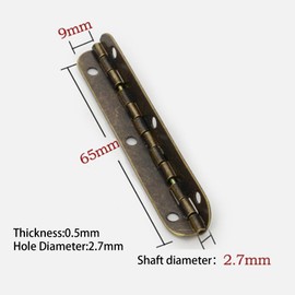10Pcs Mini Hinges Cabinet Hinges 90 Degree Long Strip Hinge Folding Door Hinges for DIY Crafts Wooden Jewelry Box (Bronze)