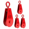 QWORK Steel Single Pulley Roller Block, 4 Pack Lifting Wheel