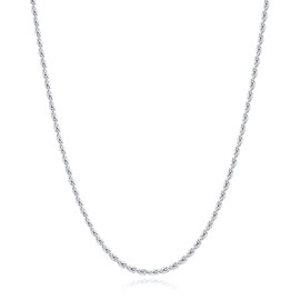 Andsion Silver Rope Chain Necklace for Men, 3.0mm Stainless Steel Necklace for Men, Sturdy & Non Tarnish Silver Rope Chain Necklaces Mens Jewelry 16 Inch