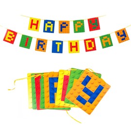 Building Blocks, Birthday Garland, Happy Birthday Garland for Children's Birthday, Party Decoration for Boys and Girls, Birthday Decoration, Birthday Party Banner Bunting