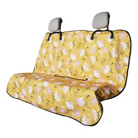 LoyaGour Back Seat Cover for Car Trucks Van SUV Jeep,Waterproof Rear Bench Towel Seat Covers for Dogs and Kids,Automotive Backseat Protector (Chamomile and Yellow)