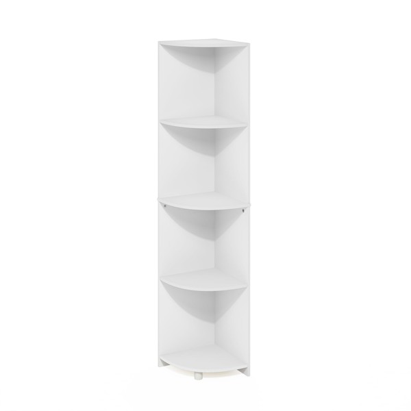 Furinno Econ 4-Tier Corner Shelf Bookcase, Bookshelf, White