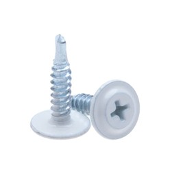 4.2 mm x 19 mm Multi-Color Self-Tapping, Self-Drilling Montage Screws Phillips, Fine Thread and Flat Head, Powder Coated RAL9002 Grey White, Hardened Steel Screws for Thin Steel Parts (250 pcs)