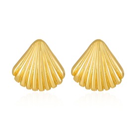 YISXVD Shell Earrings for Women Chunky Gold Silver Beach Seashell Earrings Ocean-Inspired Statement Summer Earrings (Gold)