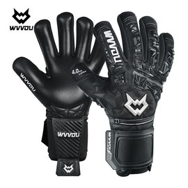 WVVOU Guardian 2.0 Adult and Youth Goalkeeper Gloves with Removable Finger Protection, High Performance, 4mm Adhesive Latex Palm, Breathable，Football Equipment - Color: Black, size: 7