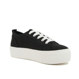 Soda Petal ~ Women Double Deck Bottom Sole Fashion Sneakers with Padded Comfortable Sock (Black, Numeric_9)