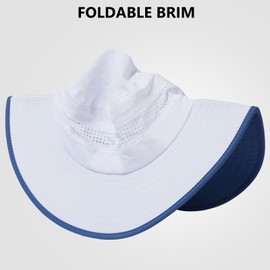 UVSAI UPF 50+ Foldable Brim Water-Resistant Sun Bucket Hat with Laser Perforated Mesh Adjustable for Men Women Outdoor White