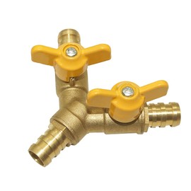 Hooshing 1/2" Hose Barb Brass 3 Way Shut Off Valve 2 Switch Y Shaped Ball Valve with Stainless clamps for Water Fuel Air