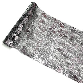 1 Roll 3 Yards Black Sliver Table Runner 29CM Glitter Foil Metallic Mesh Table Runner Roll For Party Wedding Birthday Decor
