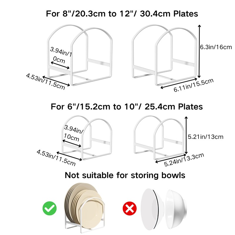 4 Pack Kitchen Plate Holder Organizer for Cabinet Space Saver