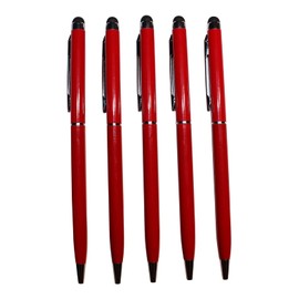 Dealbude24 5 x 2-in-1 Touch Display Ballpoint Pen Stylus Pen Slim Pen Red