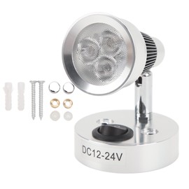 LED RV Bedside Lamp DC12 to 24V Silver 3W 3000K Warm White Portable Reading Light for Yacht Ships Boat