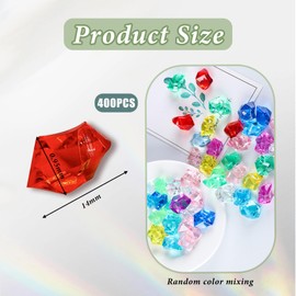 400 Pieces Multi-Color Fake Ice Cubes, Plastic Ice Cubes, Fake Diamonds, Gems for Crafting, Slime, Acrylic for Vase Fillers, Wedding, Event Decoration, Arts and Crafts