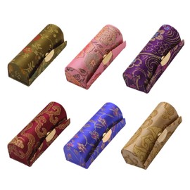 MIAO JIN 6PCS Lipstick Case with Mirror Bulk, Small Lipstick Holder for Purse, Storage Box Mini Floral Jewelry Cosmetic Case (Random Color)