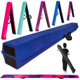 Marfula 8 FT / 9 FT Folding Balance Beam Gymnastics Floor Beam - Extra Firm - Suede Cover - Anti Slip Bottom with Carry Bag For Kids/Adults Home Use