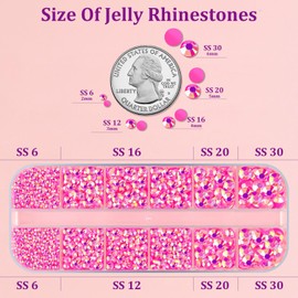 TINKRSTUFF Resin Jelly Rhinestones for Crafting with B7000 Jewelry Glue, 1 Box Hot Pink AB FlatBack Crystal with 3Pcs 10ml Glue, Bedazzling Non Hotfix Gems for DIY Tumblers Clothing Shoes Manicure