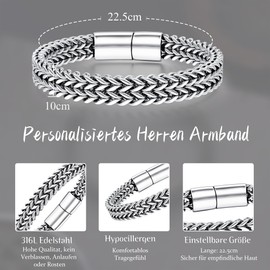 Dochais Men's Bracelet Stainless Steel Magnetic Buckle Extension Buckle, Men's Franco Chain, Men's Bracelets Black, Silver & Gold Men's Bracelet Fashion Jewellery 10 mm Wide / 22.5 cm Long, Stainless