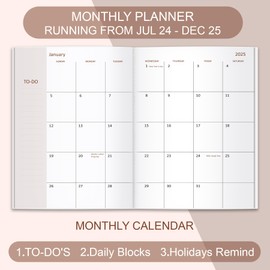 2024-2025 Monthly Planner - 15 Month Calendar from October 2024 - December 2025, Monthly Planner 2024-2025 Easy to Organize Your Daily Life, 7" x 10", Black