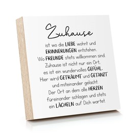 ARTFAVES® Wooden Picture with Saying "Zuhause ist wo die Liebe wohnt" Decorative Gift for Home/Love/Family/Size: 14.8 x 14.8 cm
