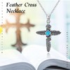 OHAYOO Feather Cross Pendant Necklace for Women 925 Sterling Silver
