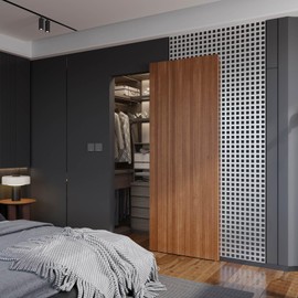 FINOSEN 32inch Concealed Sliding Barn Door Hardware with Soft Close Mechanism, Invisible Floor Track, Fit MIN Opening Width 24in, Wall Mount System, Aluminum(Door is not Included)