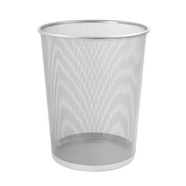 OSCO Silver Wiremesh Waste Bin | Circular Trash Can | Waste Paper Basket | Recycling Container | Office | Home | Bathroom | H35 x W30 x D30 cm |