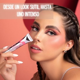 GOC MAKEUP Dye Blush Rubor Liquido Larga Duración Efecto con destellos luminosos y mate Muti-usos Fórmula liquida y fluida Color Rosedust Modelo GLB07