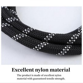 Reflective Rope Dog Leash with Padded Handle - Training Lead for Dogs - 1.2m Long - 0.8cm Wide - Ideal for Medium to Large Dogs (black)