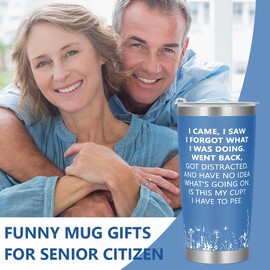 Cessfle I Came I Saw I Forgot Tumbler, 20oz Funny 70th 60th Birthday Gifts for Men, Senior Citizen Gifts for Elderly Male, Funny Christmas Gifts for Friends, Old People Gag Gifts for Grandpa