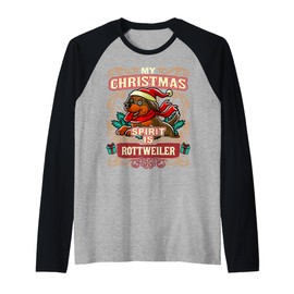 Rottweiler My Christmas Spirit Dog Santa Claus Elf Reindeer Raglan Baseball Tee